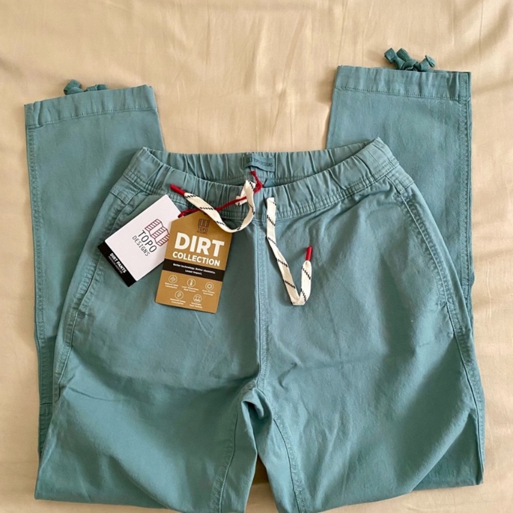 ♥️ NWT Topo designs dirt pants classic women’s M Sage/mint organic cotton